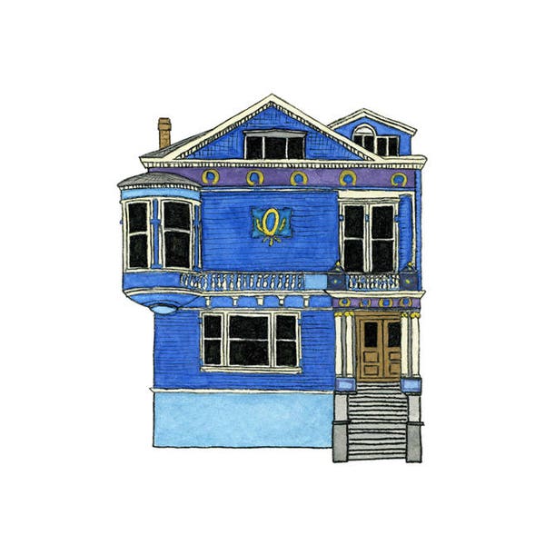 Blue House On Scott St., San Francisco - Collectible Print