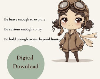 Amelia Earhart Kids Room Print | Inspirational Aviation Art (Digital Download)