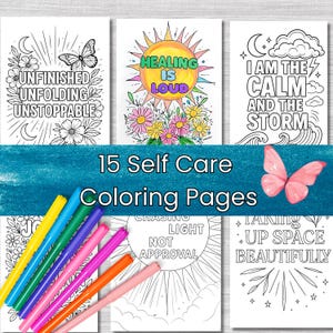 Self-Love Affirmations Coloring Pages: Mindfulness & Mental Health (PDF Printable)