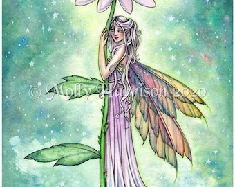 Original Fairy Watercolor Painting- "Starry Garden" Original Fantasy Art by Molly Harrison - Fairy Illustration - 10 x 14 inches