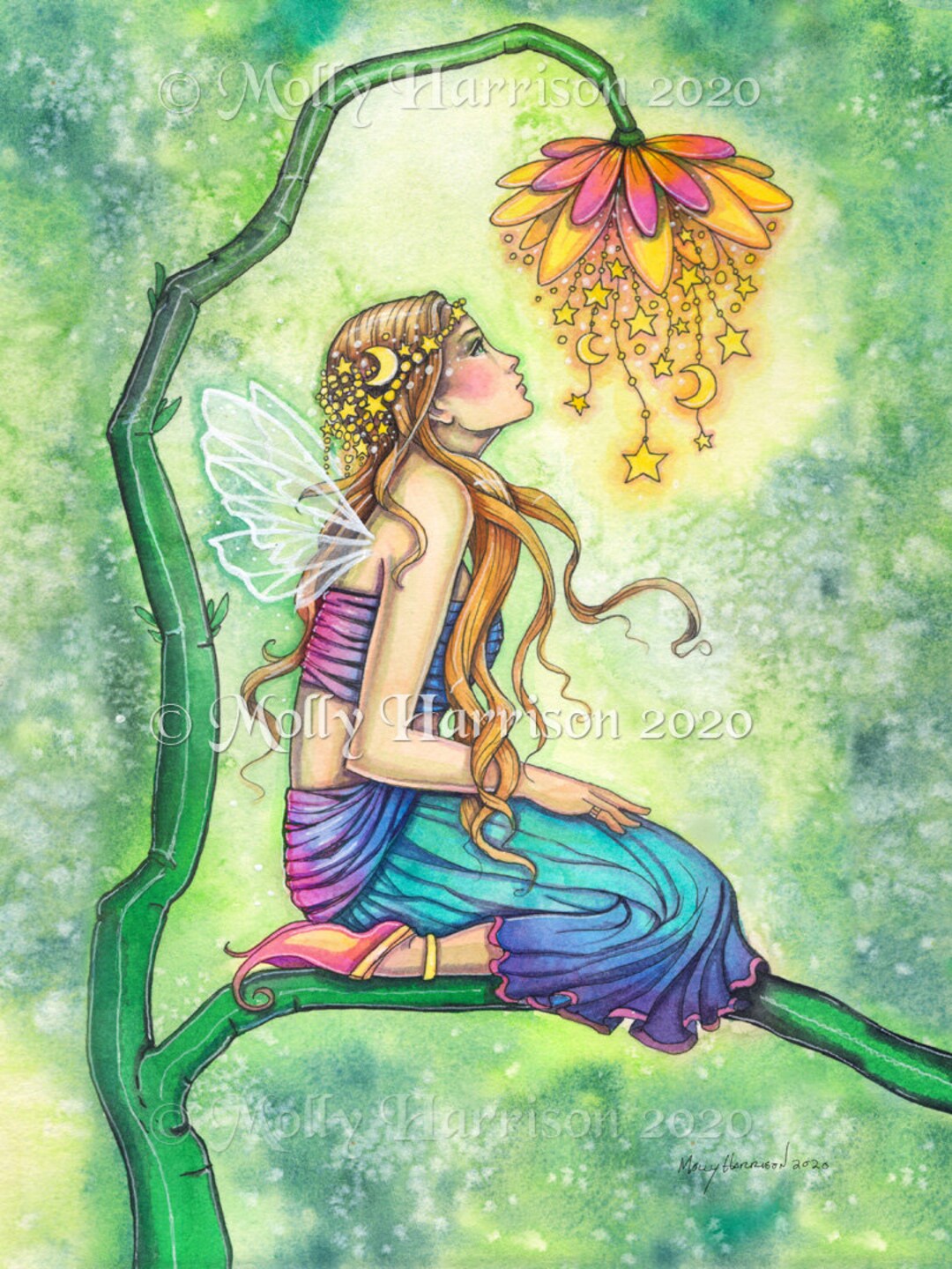 Fairy Art Fairy Prints the Dreamer Watercolor Fine Art Etsy