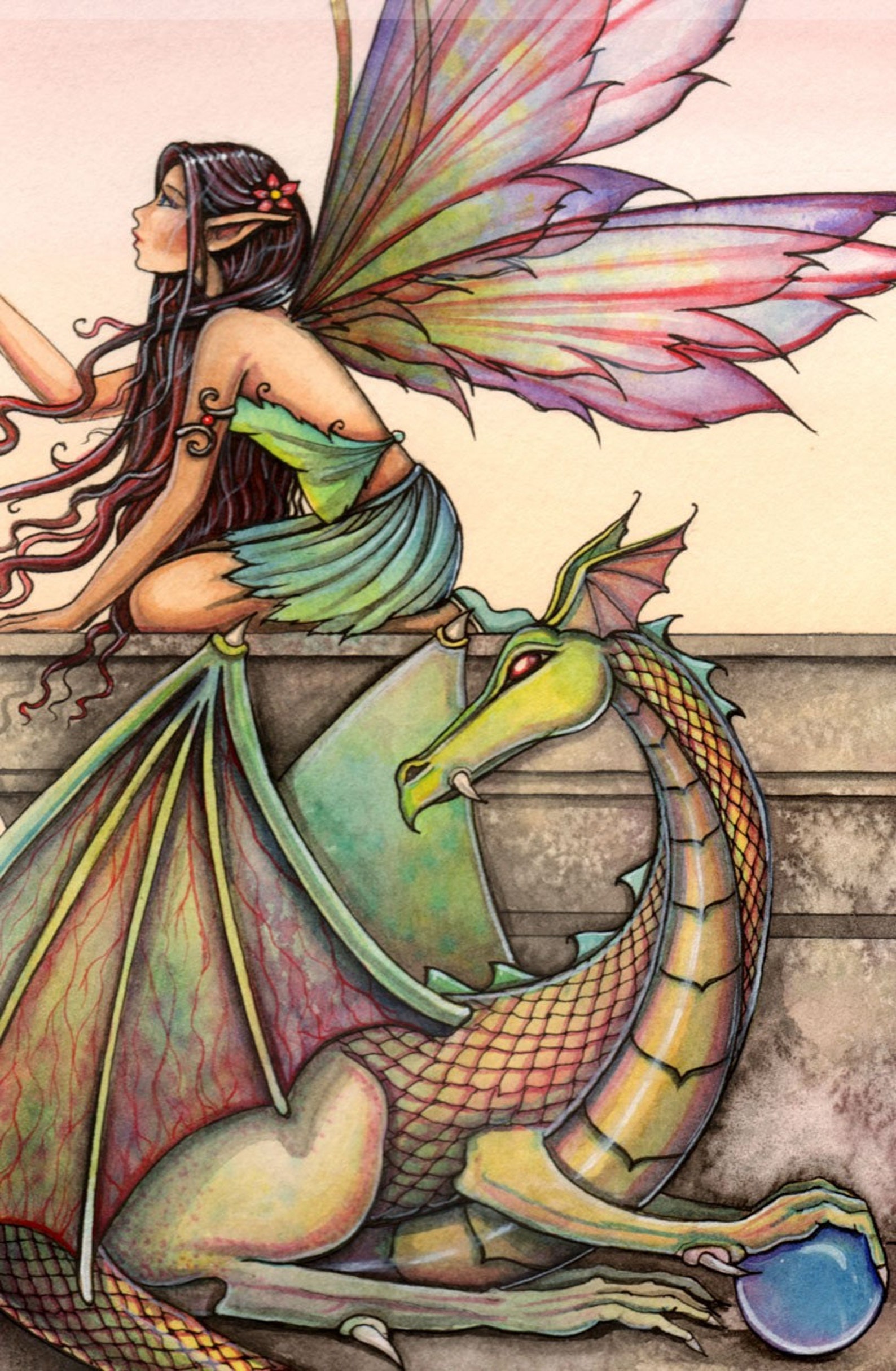 Fairy Dragon Original Fine Art Watercolor Giclee Print by Etsy