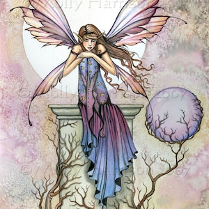 Fairy Art Print - A Place to Think - Watercolor Fine Art Archival Print by Molly Harrison Fantasy Art