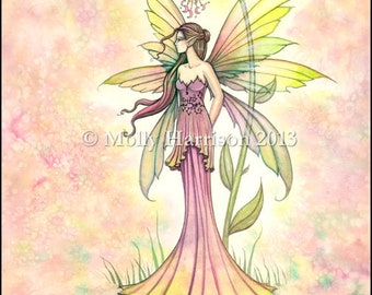 Fairy of Spring - Flower Fairy Watercolor Fine Art Fantasy Print by Molly Harrison