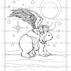 Printable Digital Download Whimsical Winter Wonderland Coloring Book by Molly Harrison Cute Angels, Polar Bears, and More imagem 3