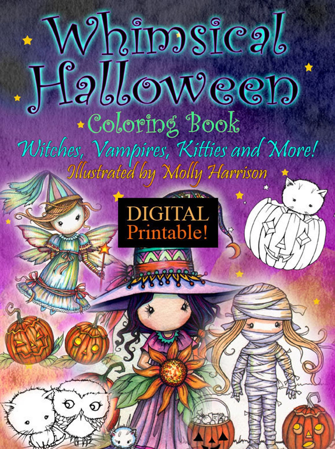 Printable Digital Download Whimsical Halloween Coloring Book by Molly ...