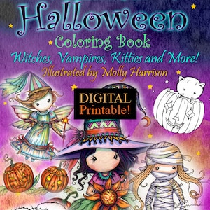 Druckbare digitale Datei zum ausdrucken - Halloween Malbuch von Molly Harrison - Hexen, Vampire, Katzen und mehr!