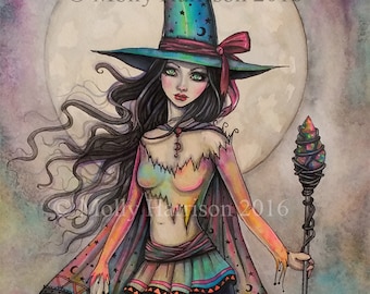 Fire Opal - Witch Print - Fine Art Giclee print  - Molly Harrison Fantasy Art - witches, halloween wiccan, wicca, autumn, fall