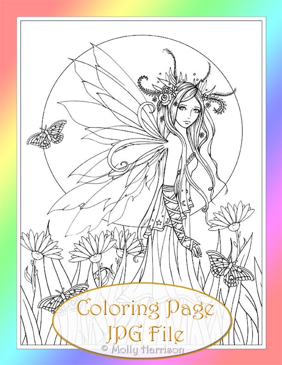 Strolling Grass Fairy Instant Download Digital Stamp | Etsy