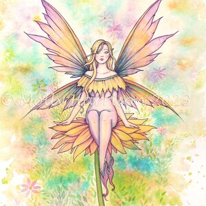 Original Fairy Watercolor Painting Sunny Days image 3