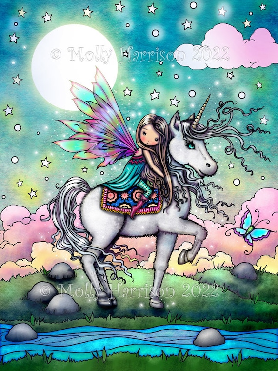 Fairy Print Whimsical Fairy and Unicorn Friend Fantasy Art by Molly  Harrison - Etsy