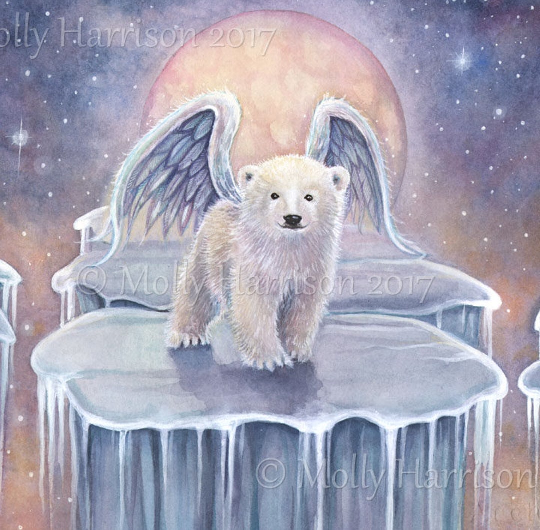 Polar Bear Print - Arctic Angel - Polar Bear Cub Angel Fine
