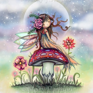 The Magical Mushroom - Whimsical Fairy Fine Art Print by Molly Harrison