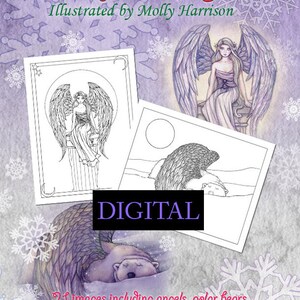 Printable Digital Download - Holiday Coloring Fun - Polar Bears, Angels, More! - Fantasy Coloring Book