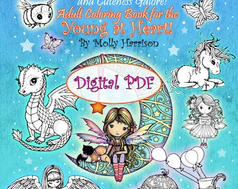 Libro para colorear de fantasía: Hadas, sirenas y animales míticos (Descarga instantánea en PDF)