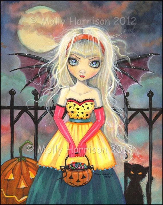 Trick or Treat Cute Gothic Halloween Vampire Girl Fine Art Etsy