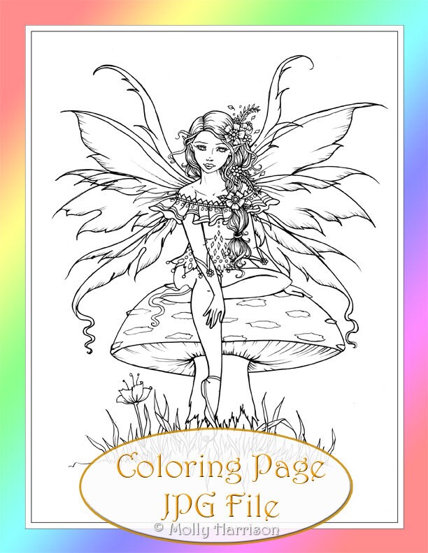 Pretty Flower Fairy Instant Download Digital Stamp | Etsy