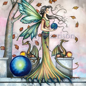 Fairy Print - Hope Stones - Fairy and Dragon Watercolor Illustration - Fine Art Print by Molly Harrison Fantasy Art