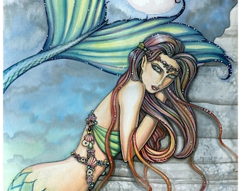 Dreams of Atlantis - Mermaid Fantasy Art Archival Print by Molly Harrison Fantasy Art