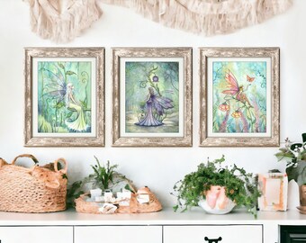 Watercolor Fairies Print Set by Molly Harrison - Set of Three Prints - Fairy Art