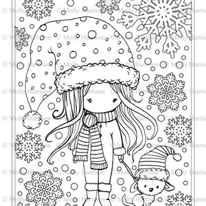 Printable Digital Download Whimsical Winter Wonderland Coloring Book by Molly Harrison Cute Angels, Polar Bears, and More image 4