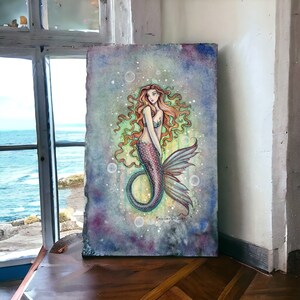 Ginger Mermaid - Signed Original Watercolor and Ink Painting - Watercolor Artwork Illustration by Molly Harrison