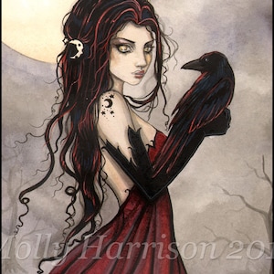 The Raven - Dark Gothic Fantasy Art  Print by Molly Harrison