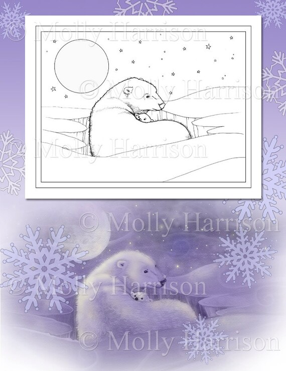 ours polaire coloriage page fantasy art digital instant etsy corey tincher