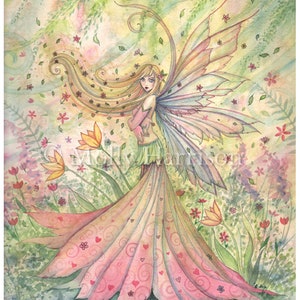 Fairy Print Summer Archival Fine Art Giclee Print Fairy Illustration by Molly Harrison Pastel Tones Art for Girls Room image 4