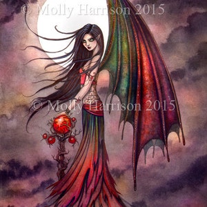 Gothic Vampire Fairy Mystic Autumn Vampire Fairy Gothic Fantasy Art Print Archival Giclee Print by Molly Harrison image 2