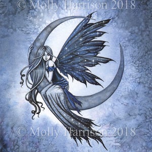 Fairy Print - Fairy Art &quot;Steel Moon&quot; - Fairy Fantasy Art Print by Molly Harrison
