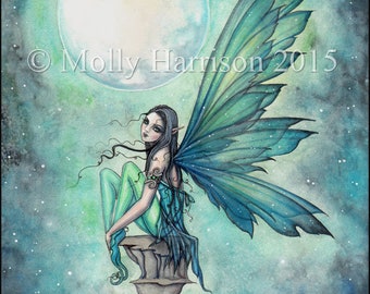 Winter Dream Fairy Fantasy Fine Art Print by Molly Harrison Fantasy Art - Fairies, Faery, Fae