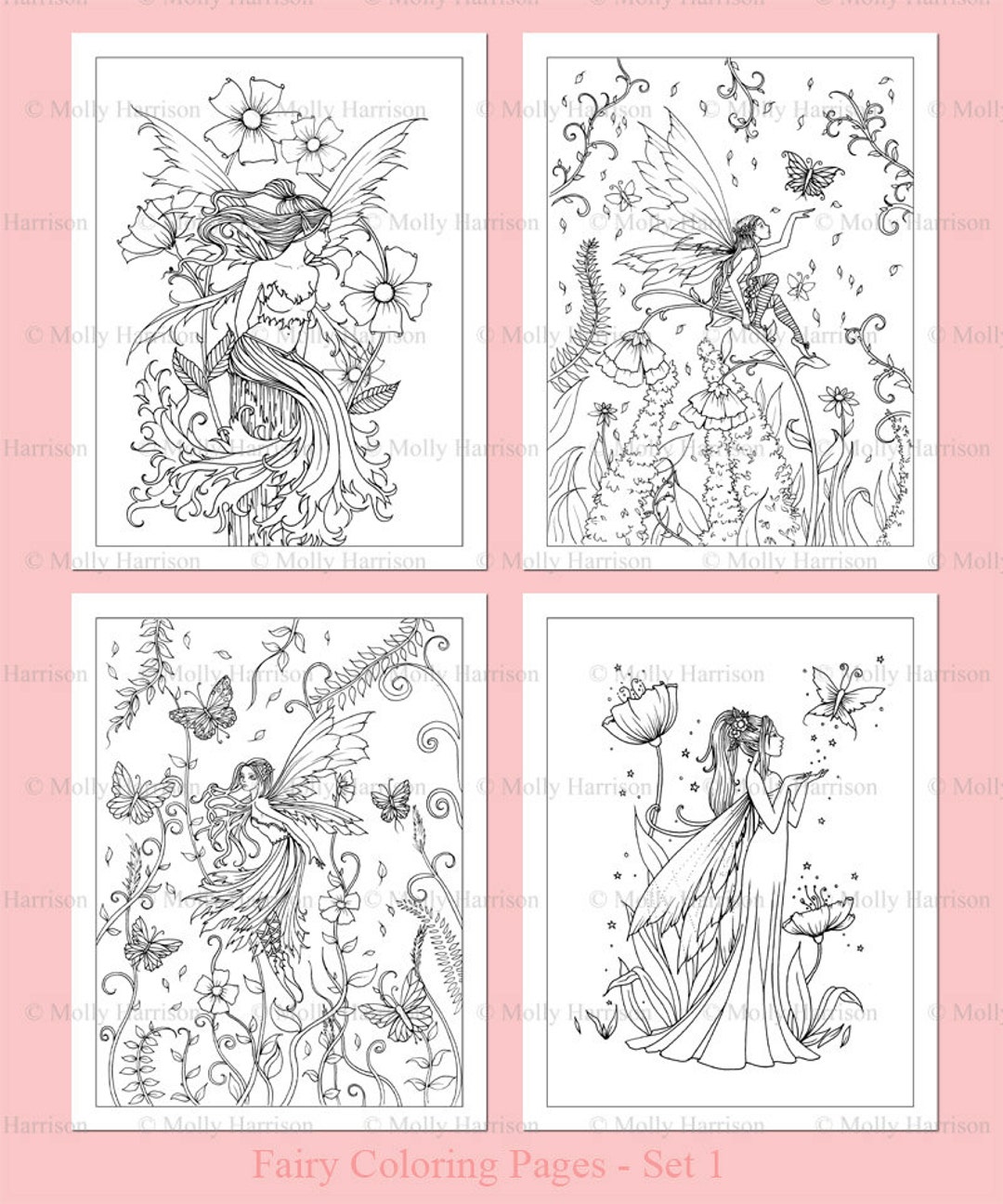 PRINTABLE Flower Fairies Coloring Pages Set 1 4 Flower Fairy