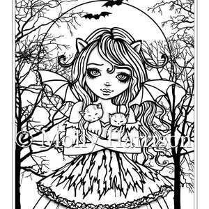Child of Halloween 2 - Instant Download Printable -  Line Art to Color - Molly Harrison Fantasy Art - Coloring Page JPG - 8.5 x 11