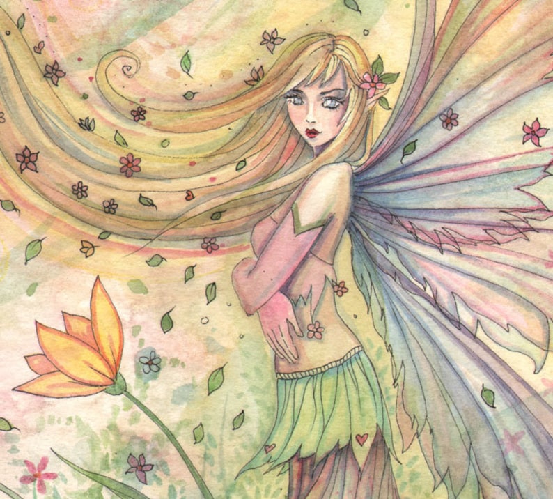 Fairy Print Summer Archival Fine Art Giclee Print Fairy Illustration by Molly Harrison Pastel Tones Art for Girls Room image 3