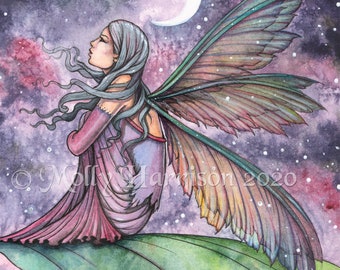 Drifting Away - Fairy Art Archival Print by Molly Harrison - Fantasy Artwork, Watercolor Illustration, Fairies, Fae