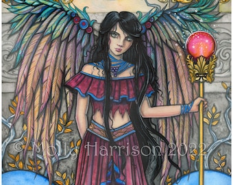 Night Bird - Fairy Art Print - Fairy Fantasy Art Archival Print by Molly Harrison