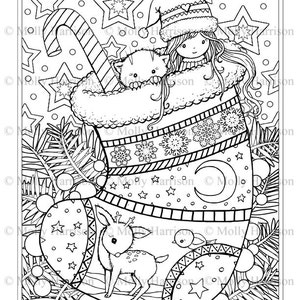 Printable Digital Download Whimsical Winter Wonderland Coloring Book by Molly Harrison Cute Angels, Polar Bears, and More imagem 5