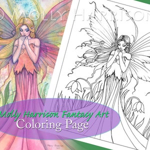 Wildflower - Digital Stamp - Printable - Flower Fairy Art - Molly Harrison Fantasy Art - Digistamp Coloring Page - Digi Stamp