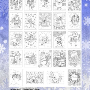 Printable Digital Download Whimsical Winter Wonderland Coloring Book by Molly Harrison Cute Angels, Polar Bears, and More image 2