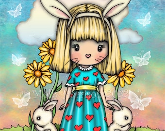 Little Bunny Girl Fantasy Artwork -  Whimsical Art by Molly Harrison