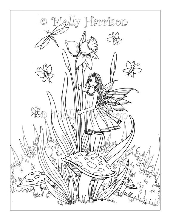 Daffodil Fairy Instant Download Printable Flower Fairy Art Etsy