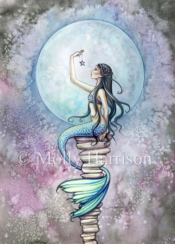Galeriedruck for Sale mit Sirene Meerjungfrau Fantasy Zeichnung von Molly  Harrison