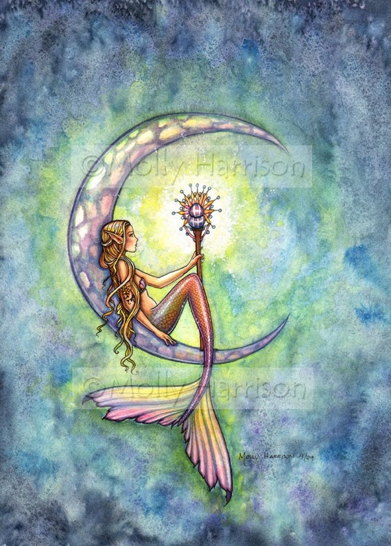 Fantasy Fine Art Print by Molly Harrison The Jellies Mermaid Art Print Mermaid and Jellyfish