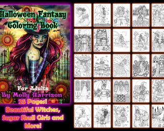 Instant Download - Printable Halloween Fantasy Coloring Book for Adults by Molly Harrison