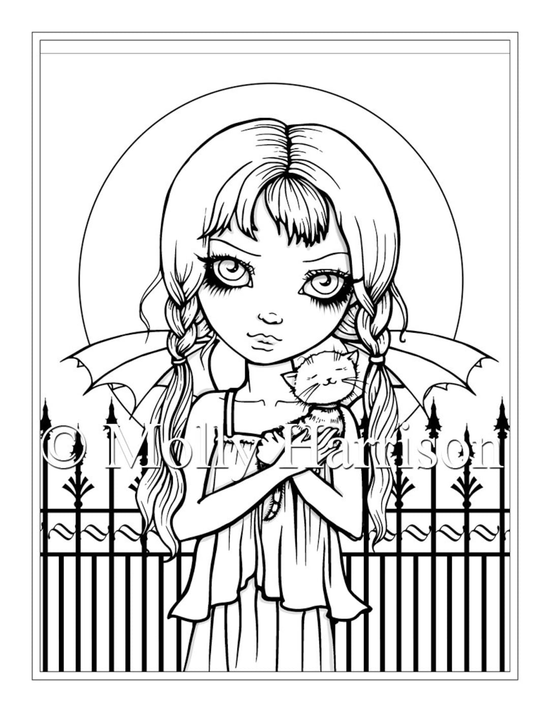 Cute Vampire With Cat Instant Download Printable Halloween - Etsy