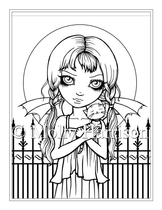 Cute Vampire With Cat Instant Download Printable Halloween - Etsy