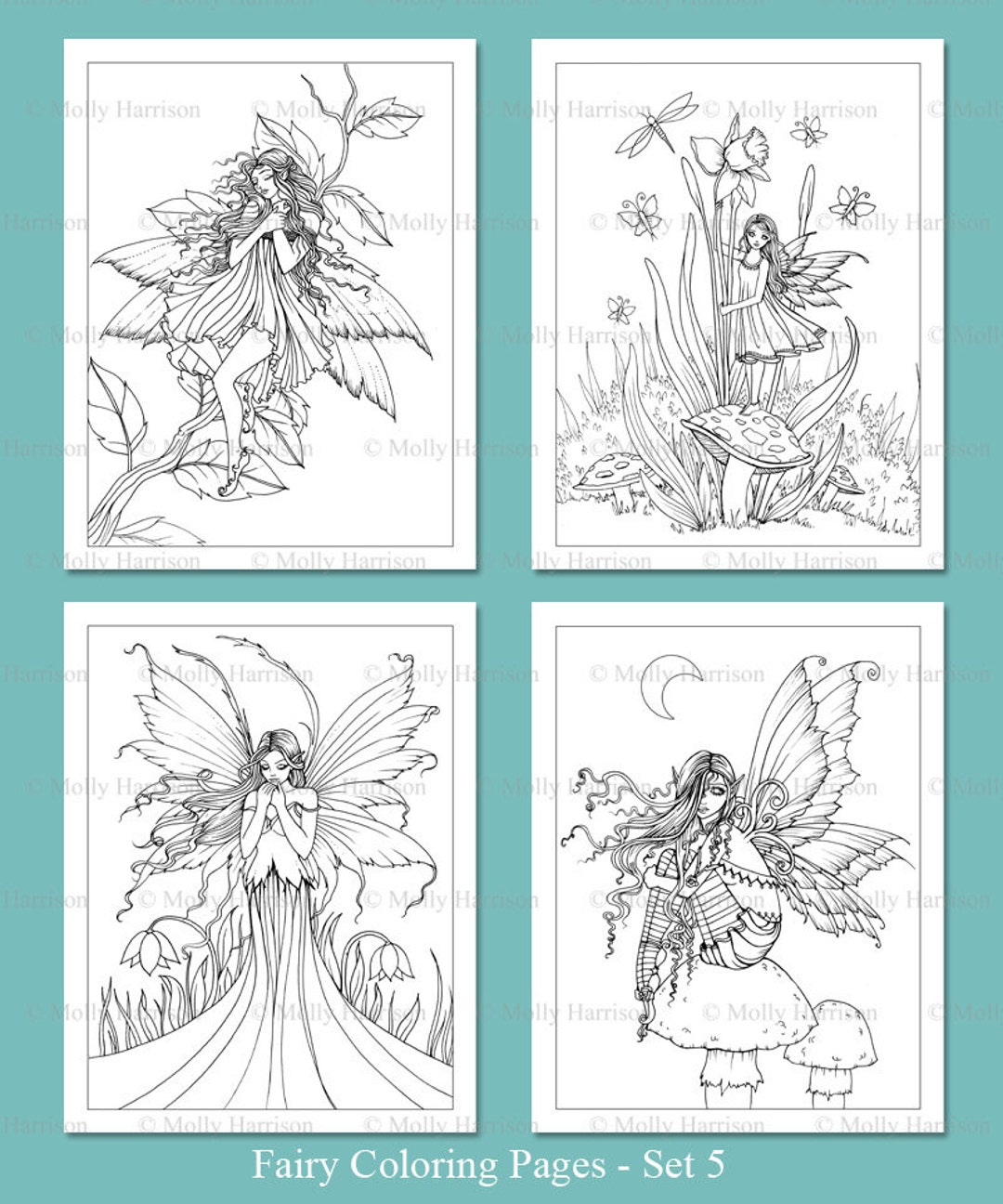 Instant Download Printable 4 Fairy Illustrations Adult - Etsy