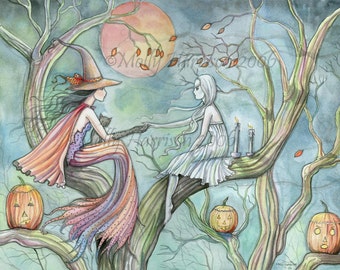 Witch Ghost Autumn Fine Art Print by Molly Harrison 'Timeless Connections' 9 x 12 Giclee