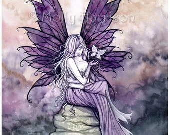 Letting Go -  Fairy and Butterfly Fantasy Artwork Illustration by Molly Harrison - Archival Print